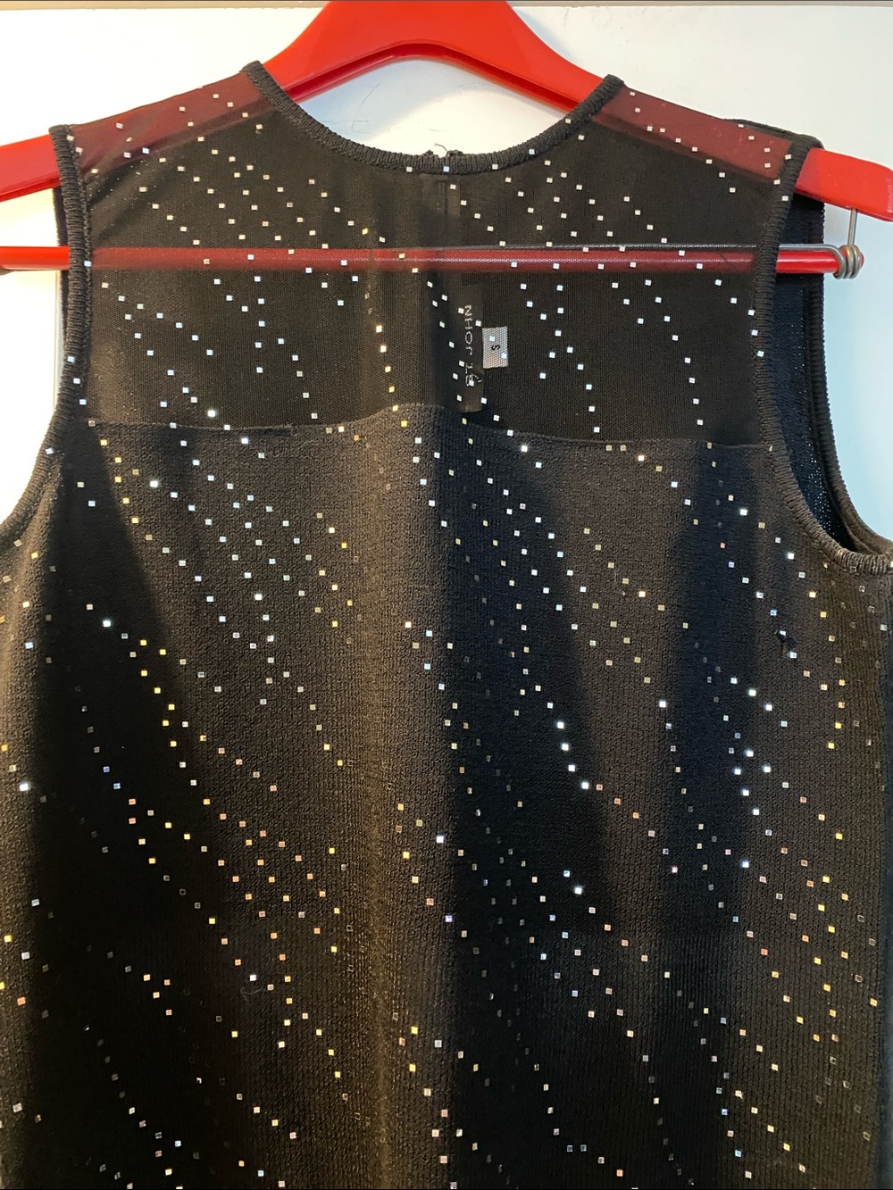 St. John Stunning Black Sparkling Silver See through Top Part Top NWOT